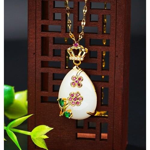 2020 Fashion 24K Jewelry natural stone Pendant Necklaces for Women Chain Link choker Sweater Chain Necklace Christmas Gifts