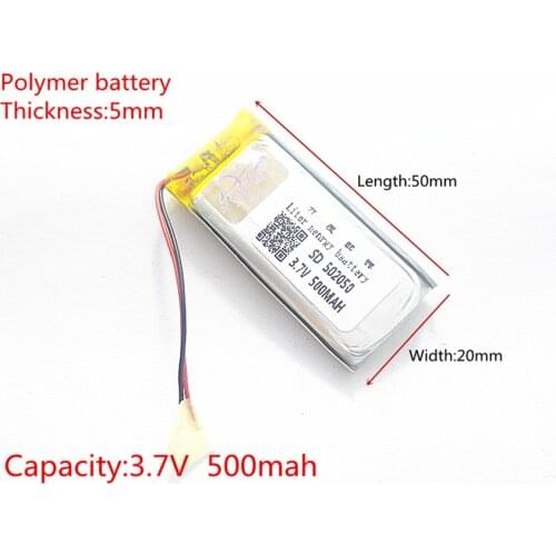 3.7V 500mAh 502050 Lithium Polymer Li-Po li ion Rechargeable Battery cells For Mp3 MP4 MP5 GPS