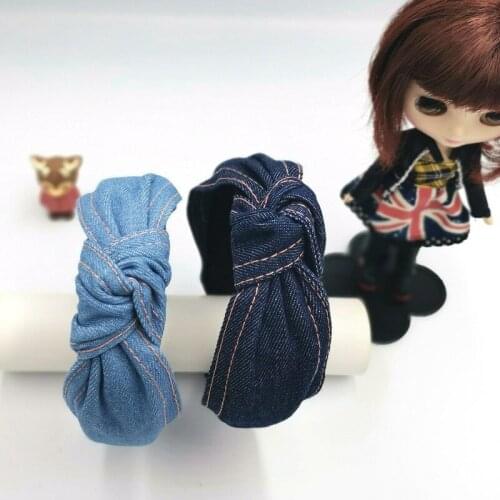 30pcs/lot DIY Simple Multi Fabrics Cowboy Head Buckle Head Bands Tie A Knot HeadBands Hair Styling Tools Accessory HA1018