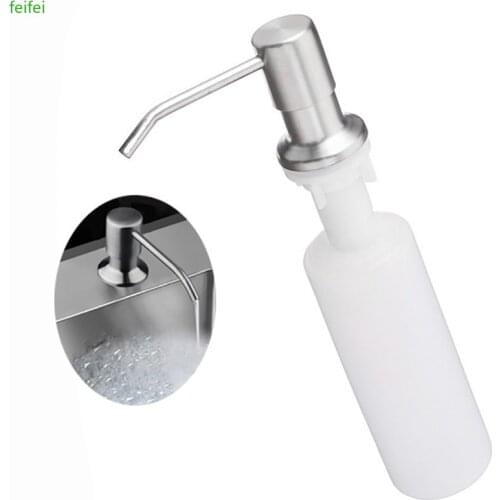 300ML Kitchen Sink Soap Dispenser Brushed Stainless Steel Soap Bottle Bathroom Manually Press Soap Bottle Kitchen Accessories