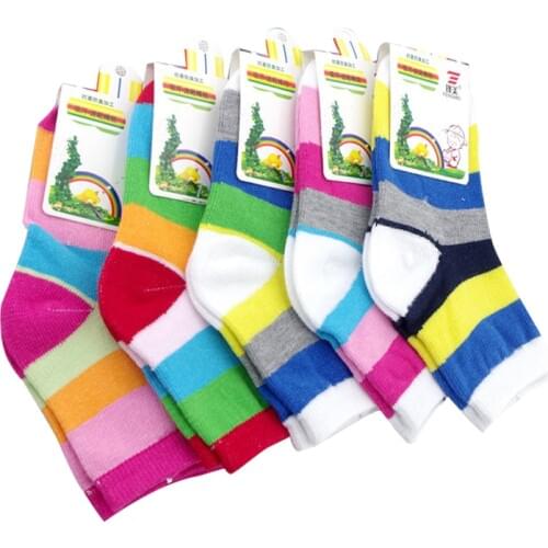 5 pairs / lot Spring & autumn rainbow cotton good quality children scocks baby boy girls socks kids socks for girls 1-12 year