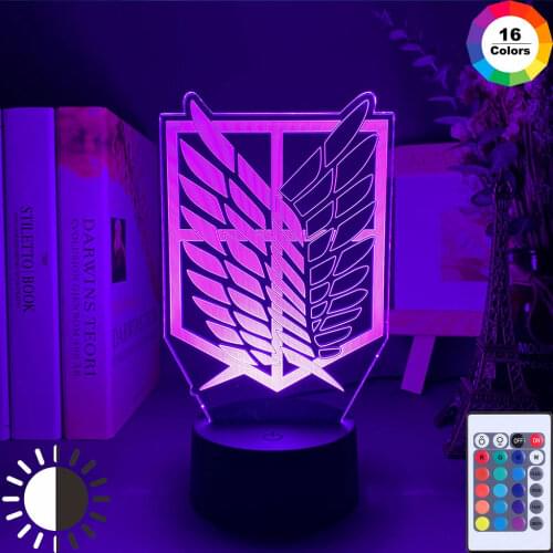 Anime Attack on 3D illusion Lamp Home Night Light LED Children Kids Boys Gift Manga Japanese Anime Bedroom Desk Lamp Titan Xmas