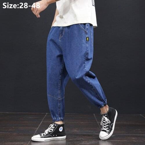 Jogger Denim Pants Summer Autumn Ankle Length Jeans Men Fashion 2020 Oversized PLus Size 42 44 46 48 Harem Hip Hop Man Trousers