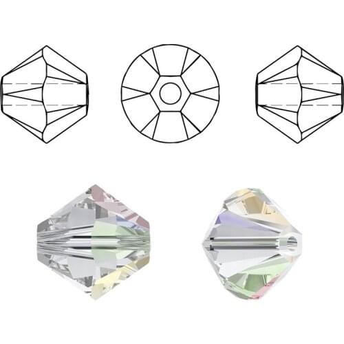 100pcs/bag 3mm 4mm 6mm Crystal Beads Charm Bicone Faceted Glass Loose Spacer Beads for DIY Jewelry Making