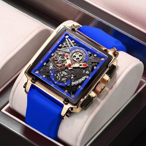 LIGE 2021 New Men Watches Top Brand Luxury Waterproof Quartz Square Watch For Men Date Sport Hollow Clock Male Relogio Masculino