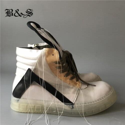 Black& Street Handmade 2019 Season exclusive Handmade 3D stereo camouflage transparent bottom hip hop sneaker Boots