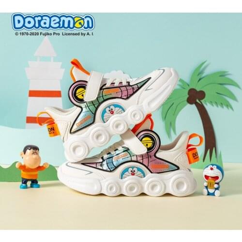 Children Doraemon Sneaker Kids Cartoon Sports Shoes Girls Boys Mesh Surface Sport Anti-slip Breathable Shoes 31-37