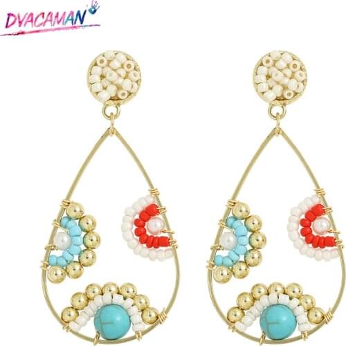 Dvacaman New Design cz Beaded Earrings Trendy Geometric Water Drop Dangle Earrings for Women Boho Jewelry Dropshipping Wholesale