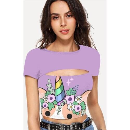 Somepet Dog T shirt Women Flower T-shirts 3d Rainbow Tshirt Printed Animal Hollow Out T shirts Short Sleeve Hip Hop Fashion Slim