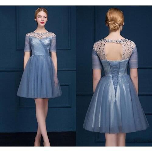 Hot Slae Sparkle Beaded Short Cocktail Dresses 2020 Gray Blue Homecoming Dress Sexy Shiny Mini Prom Party Gowns Abiye Vestidos