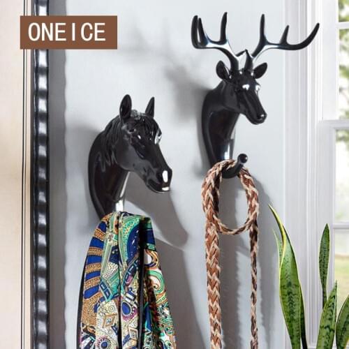 Creative Coat Hook Strong Simple Decorative Wall Decoration Animal Head Door Back Resin Crafts