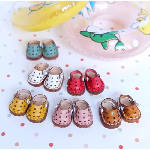 OB11 Doll Shoes Cowhide Hole Shoes Sandals Baby Clothes for Obitsu11, YMY, GSC Body, 1/12BJD Doll Accessories Toy Shoes