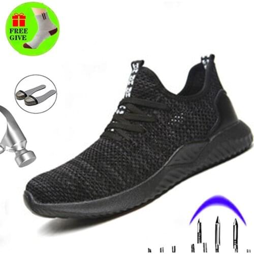 Summer Breathable Mens Shoes Casual Mens Safety Shoes Fashion Anti-smashing Anti Puncture Work Boots GPQPXW 37-46 Large
