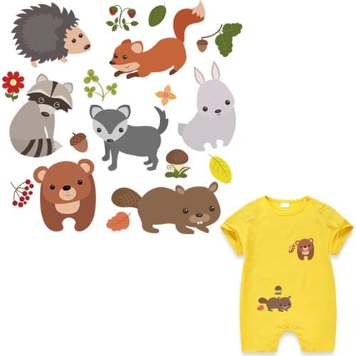 Little Ainmal Flower Applique Patches A-Level Washable Diy Vinyl Hoodies Tops Thermal Press Thermal Patches Chidlren T-Shirt