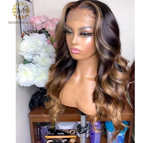Honey Blonde 13x4 Lace Front Wigs Full Lace Front Human Hair Wigs Ombre 360 Lace Frontal Wig Body Wave Glueless Wig 150% Remy