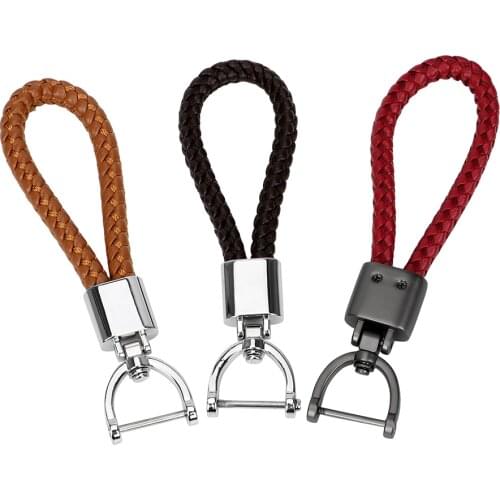 Metal key Rings Leather Car Key Holder Car Shape Keychain Hand Woven For BMW NISSAN VW Honda Kia Citroen Toyota Audi Mercedes