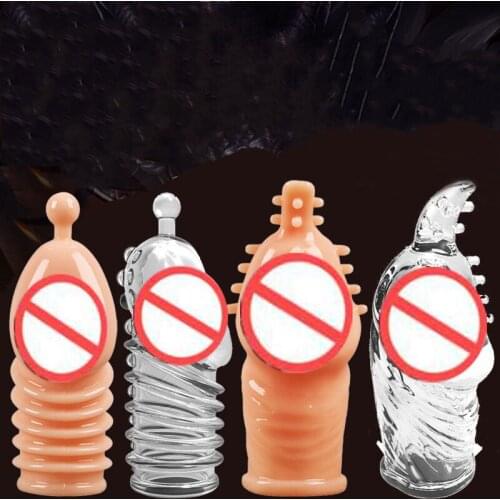 Reusable Condoms Male Penis Sperm Reusable Penis Spike Penis Sleeve Adults Product for Couple Male Enlargement Sex Toys