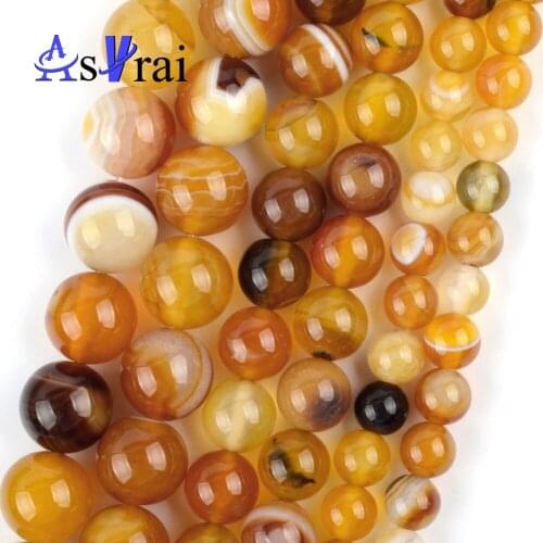 Natural Stone Brown Smooth Agates Spacer Loose Round Beads For Jewelry Making
