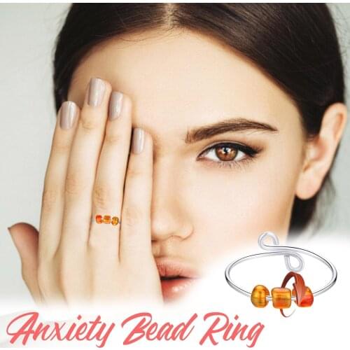 Fidget Beads Fidget Ring Spinner Anxiety Stress Reliever Women Men Unisex Ring Adjustable Finger Single Spiral Decompression Toy