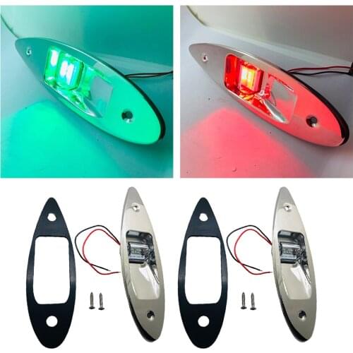 Pair Stainless Steel Flush Mount LED Navigation Side Lights, 12V for Boat, Yacht