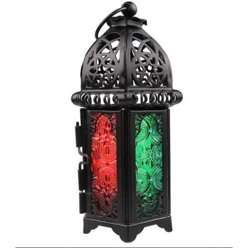 New Classic Moroccan Style Candle Holder 8.3*7.2*16.5CM Votive Iron Glass Candlestick Candle Lantern Home Wedding Decoration