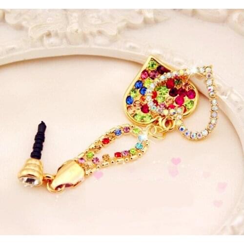 Diamond Crystal Heart Stylus Mini Diamonds 3.5mm Earphone Port Dust Plug Mobile Phone For Apple IPhone IPad PC Latop Decor
