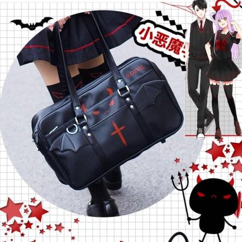 Japanese Harajuku Style Little Devil Gothic Lolita JK School Uniform Handbag PU Leather Cosplay Backpack accessories Anime Gift