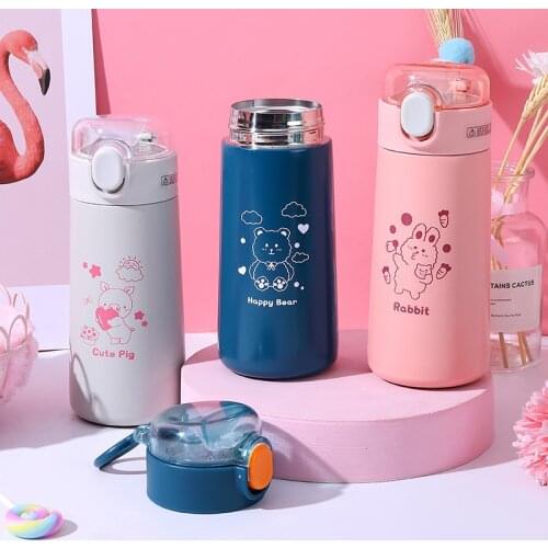 350/500Ml Vacuum Flask 304 Stainless Steel Thermos Bottle With Lid Female Student 350/500Mlcartoon Pop Lid Vacuum FlaskWater Cup