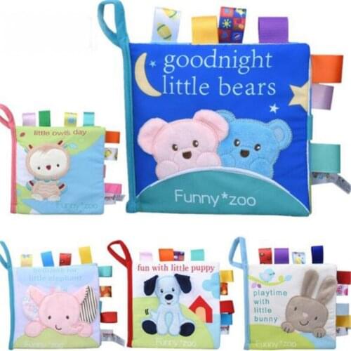 Baby Cloth Book Infant Animal Pattern Cloth Books Baby Goodnight Educational Cloth Book Cognition Toys