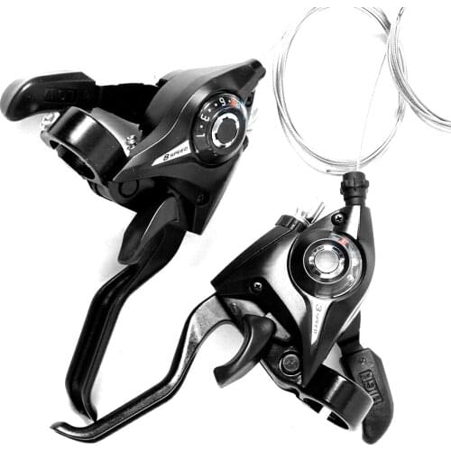 Bike Shifter/Brake Lever With Gear Indicator And Brake Cable - L3 X R8 Speed Mountain Bike-(Single 3+Single 8) Set
