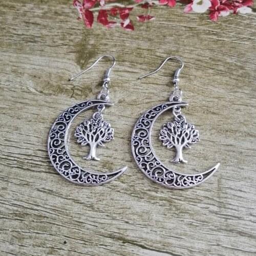Tree of Life Drop Earrings Retro Moon Earrings Dangle Earrings New Earring Women Birthday Gift Earrings Fashion Jewelry