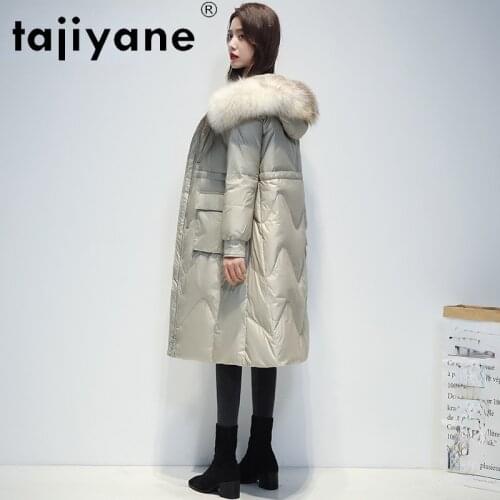 Womens Puffer Jacket Winter Real Raccoon Fur Collar Coats Famale Warm Hooded Jackets Womans Coat Hot Sale Manteau Femme SQQ257