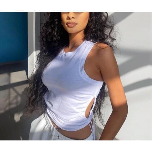 Women Casual Close-Fitting Vest Solid Color Round Collar Sexy Crop Tops Black/ White Fashionable And Charming Unique Style