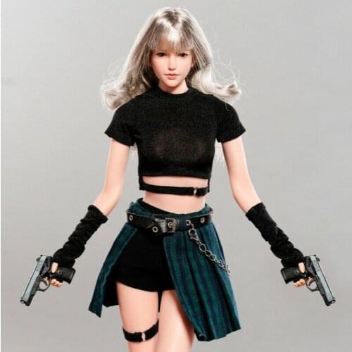 1/6 Female Crop Top Green Skirt Slim High Waist Shorts For 12'' Inch Figure Suit Toy CHILI TOYS