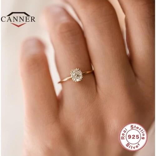 CANNER Real 925 Sterling Silver Fashion Mini Zircon Engagement Ring for Women Rings Female Gold Color Fine Jewelry Gift anillos