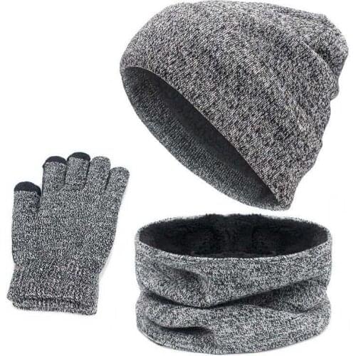 Winter Beanie Hat Scarf Set for Women Men Knitted Outdoor Warm Scarf Hat Fashion Beanies Cap Scarf Touch Screen Gloves Sets 2021