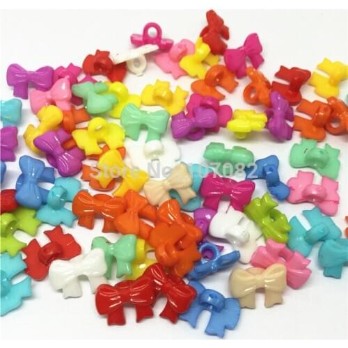 1000pcs 10x14mm Mixed Butterfly Bow Buttons Plastic Shank Dress Sewing Accessories Button Scrapbooking Cardmaking Craft