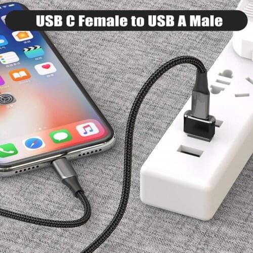 USB C Female to USB Male Adapter 2 Pack Type C to A Charger Cable Adapter for iPhone 11 12 Mini Pro Max Airpods iPad Samsung