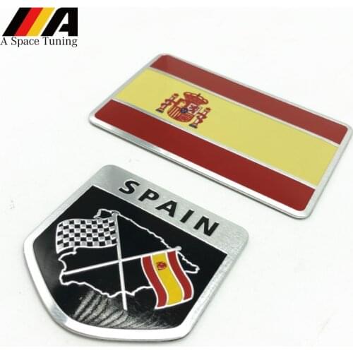 3D Aluminum Spain National Flag Car Body Trunk Logo Sticker Auto Motorcycle Personality Decoration Decal For VW Honda BMW Toyota