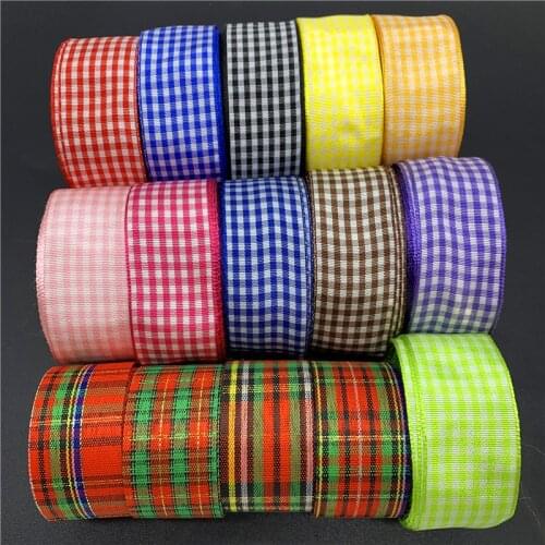 5yards 25mm High Quality Printed Plaid Ribbon Handmade Ribbon For Bow Wedding Christmas Decoration DIY Wrapping