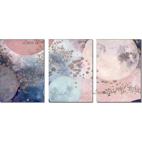 Abstract 100% Hand Painted 3PCS Group Oil Paintings Gold Foil Textured Artwork Canvas Wall Art Decoration Pieces For Home