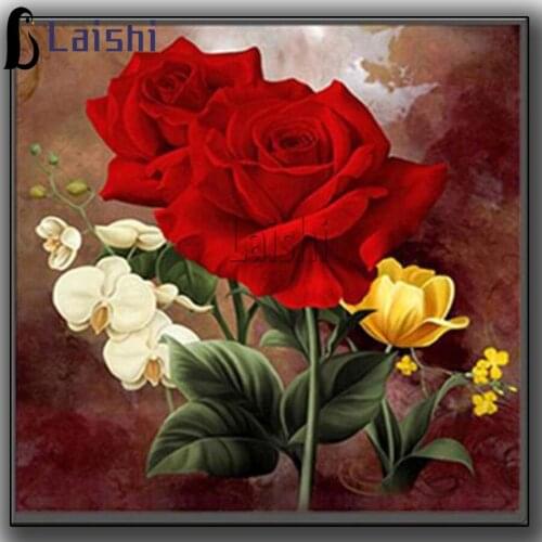5D DIY full drill Diamond Painting Flower Red Rose,Cross Stitch,Diamond Mosaic,Needlework,Crafts,Diamond Embroidery,Gift,Picture