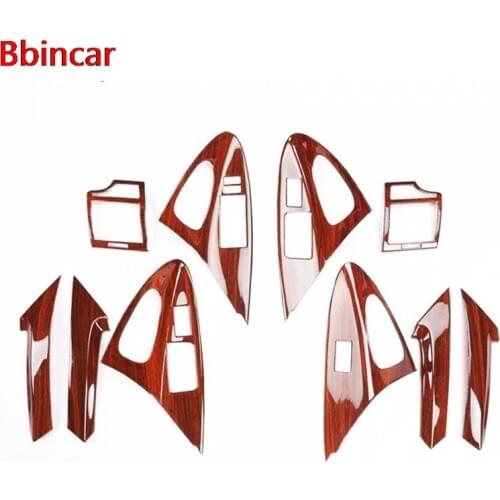 Bbincar ABS Wood Paint Interior AC Vent Steering Wheel Window Switch Bottons Inner Handle Cover 10pcs For Toyota Camry 2006-2011