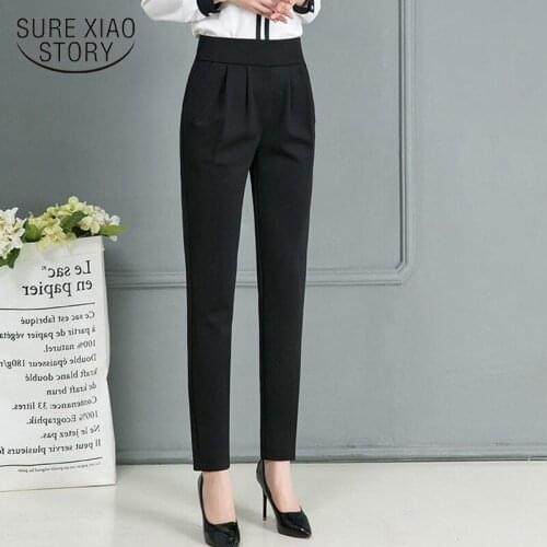 Casual Pants Women Autumn Harem Pants High Waist Suit Trousers Loose Capri Black Female Pantalon Slim Feet Korean Clothes 11474