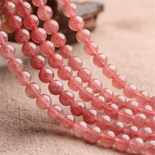 Grade A Natural Strawberry Quartz Beads NOT Dyed 6mm-10mm Smooth Polished Round 15 Inch Strand CM02