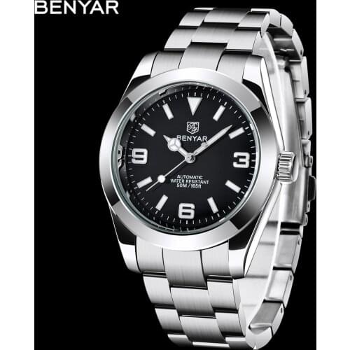 BENYAR Fashion Mens Mechanical Watches Top Brand Luxury Automatic Watch Men Sport Waterproof Stainless Steel Clock reloj hombre