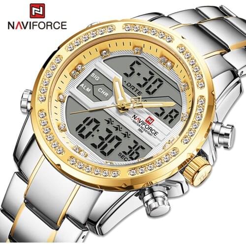 NAVIFORCE Mens Digital Sports Watches Waterproof Quartz Military Wrist watch Chronograph Luminous Clock Male Relogio Masculino