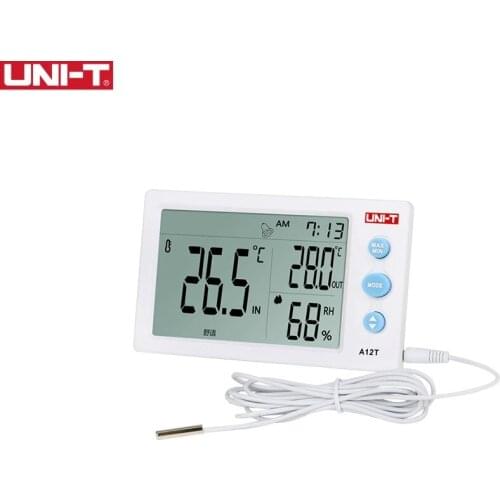 UNI-T A12T Digital LCD Thermometer Hygrometer temperature Humidity Meter Alarm Clock Weather Station Indoor Outdoor instrument