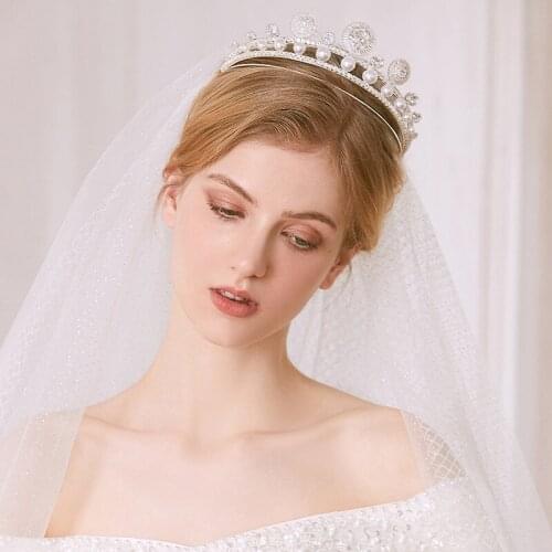 Zircon Wedding Crown Bridal Headwear Crystal Tiaras Headdress Rhinestone Pearl Hairband Hair Accessories HQ0037