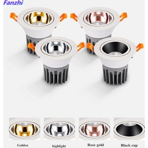 Dimmable LED spotlight, cob chip, high screen index, anti-glare lamp, 5W, 7W, 10W, 15W, 20W, 30W, recessed downlight, home light